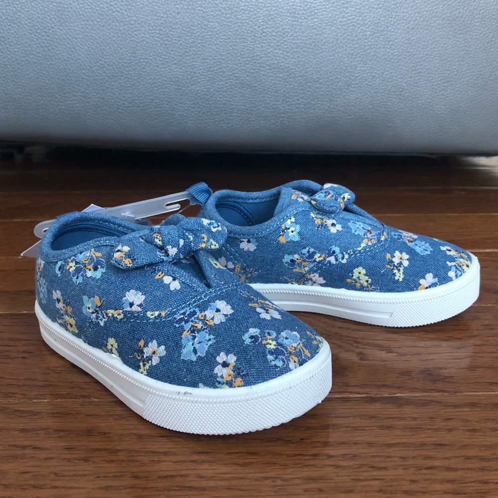 Floral Blue Jean Azalia Oshkosh Slip-on Sneakers- toddler size 6